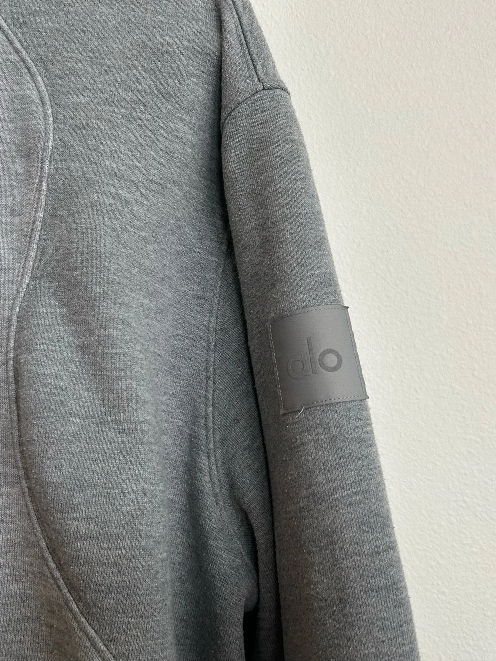 Alo Yoga “Makes Waves” Hoodie in Tonal Heathered Grey Colorway